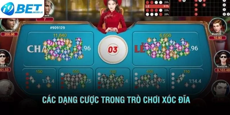 Các dạng cược trong trò chơi xóc đĩa