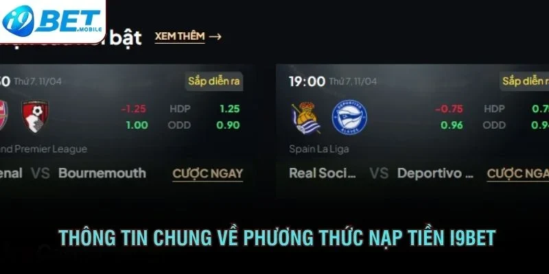 Thông tin chung về phương thức nạp tiền I9BET